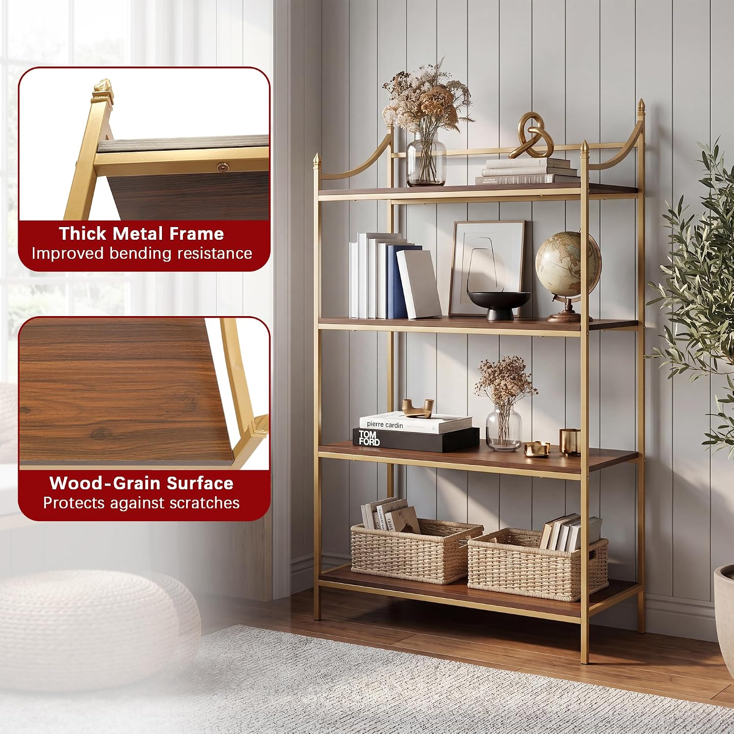 Metal Frame 4-Tier Open Storage Shelf