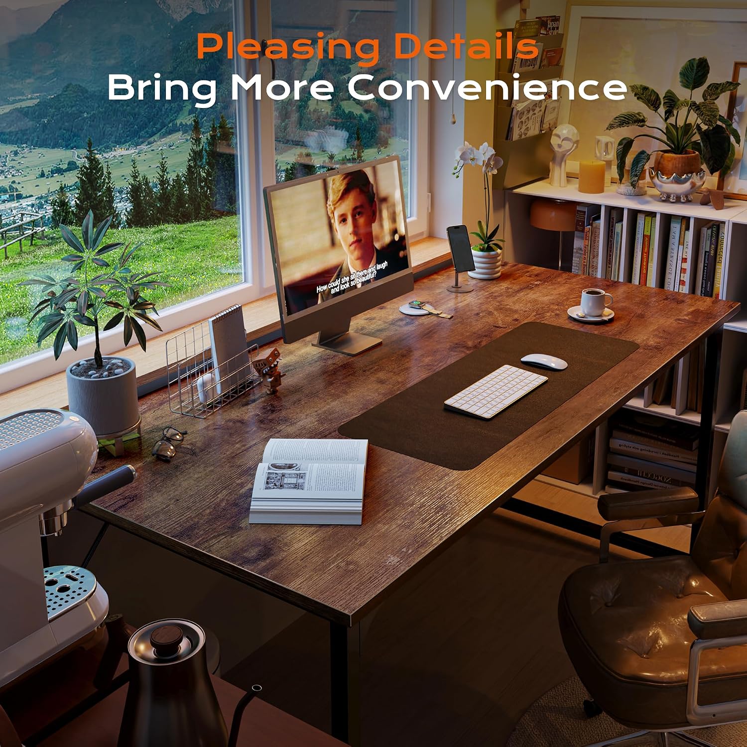 Rustic Brown Metal Frame Computer Desk
