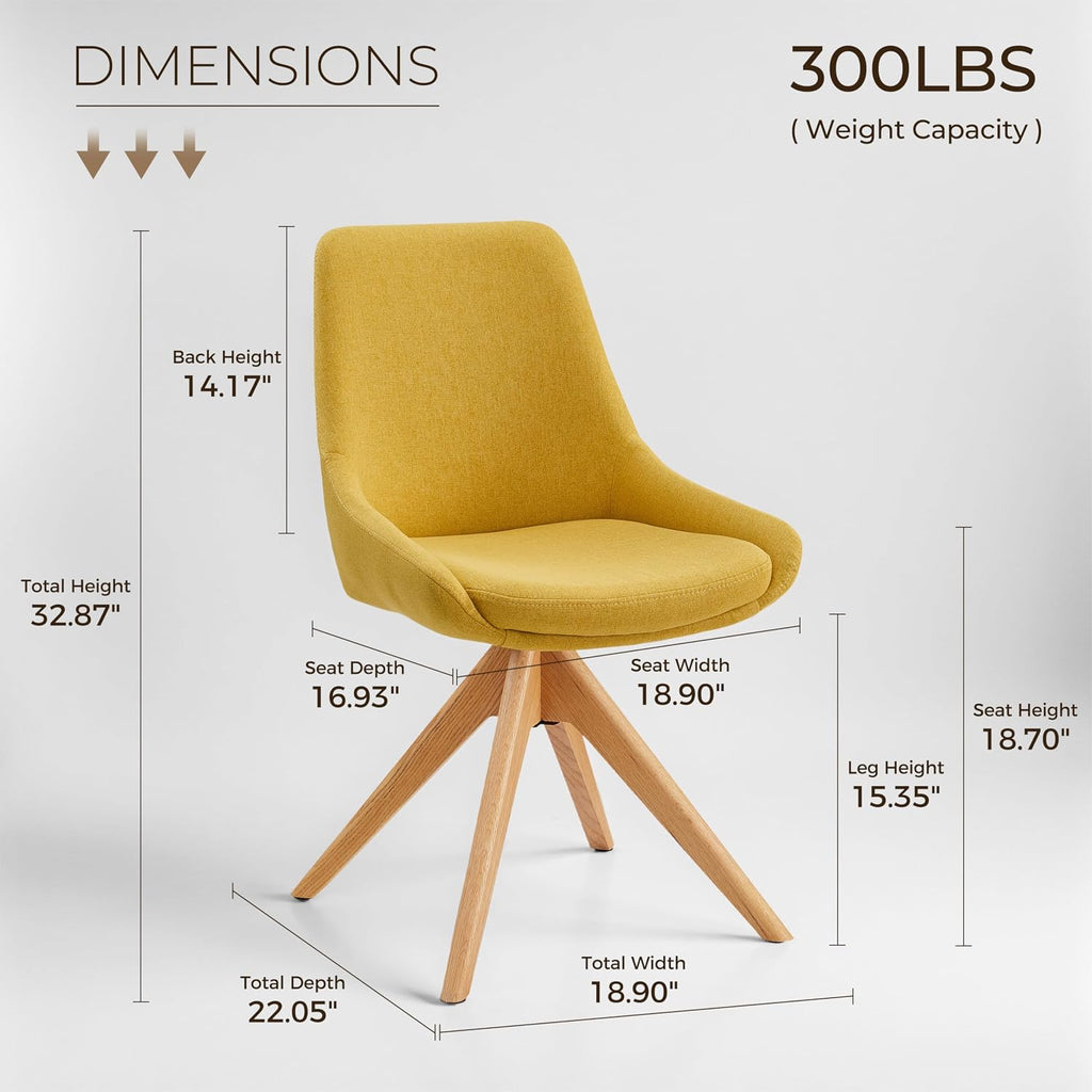 Yellow Fabric Mid Century Swivel Desk Chair