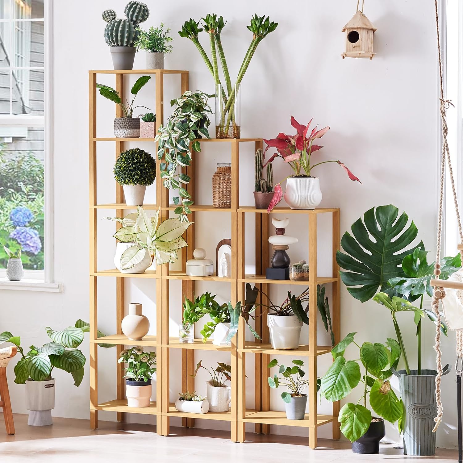 Natural Farmhouse 5-Tier Narrow Bookshelf