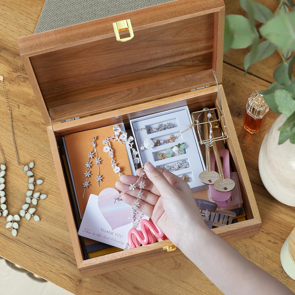 Large Acacia Wooden Memory Storage Keepsake Box