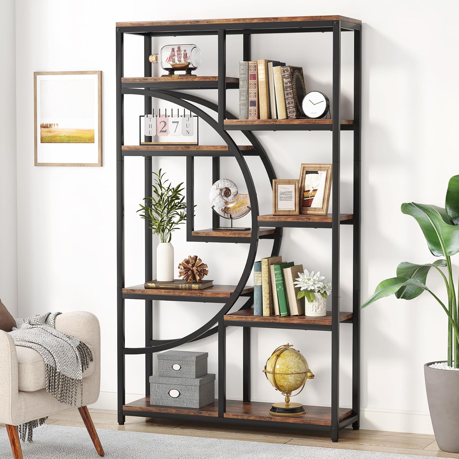 Industrial 5-Tier Open Display Bookshelf