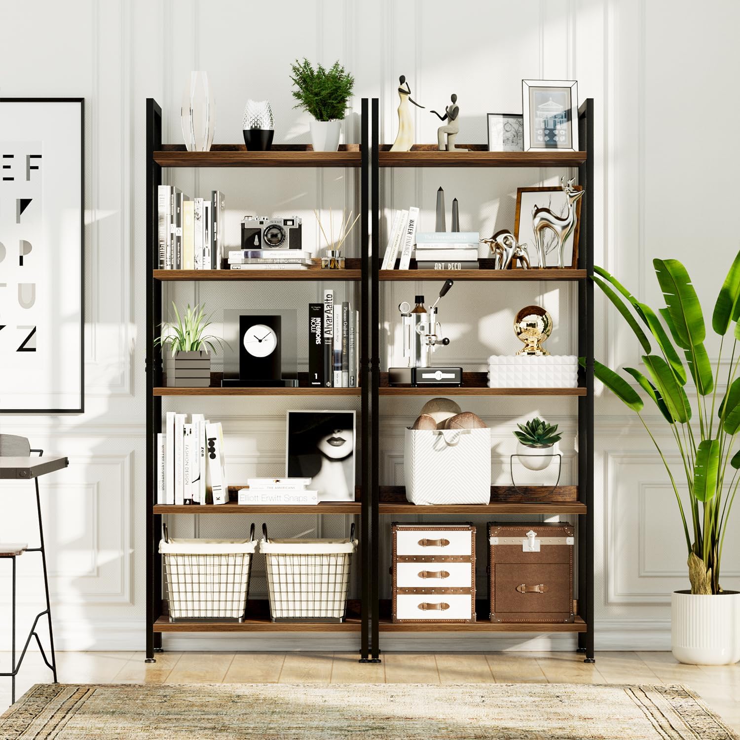 Vintage 5-Tier Freestanding Storage Bookshelf