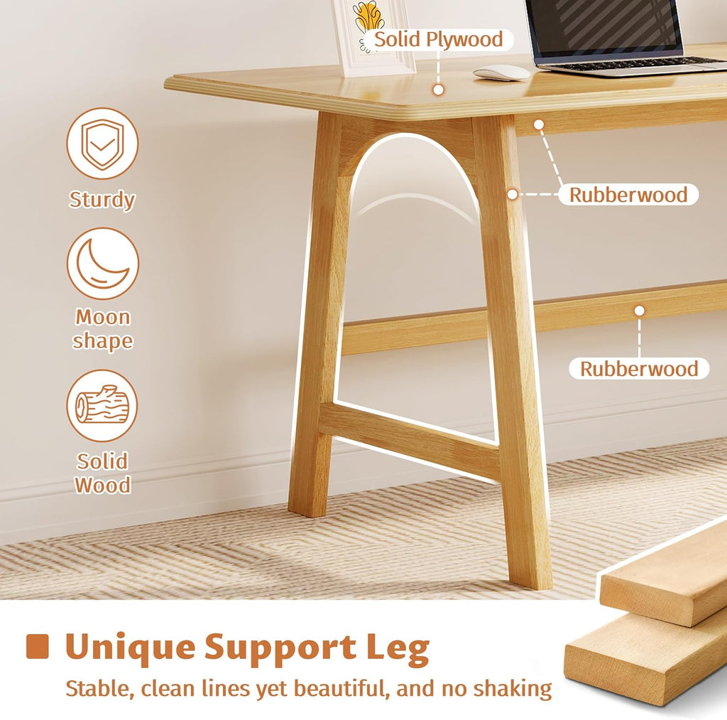 Solid Oak Minimalist Modern Computer Writing Desk