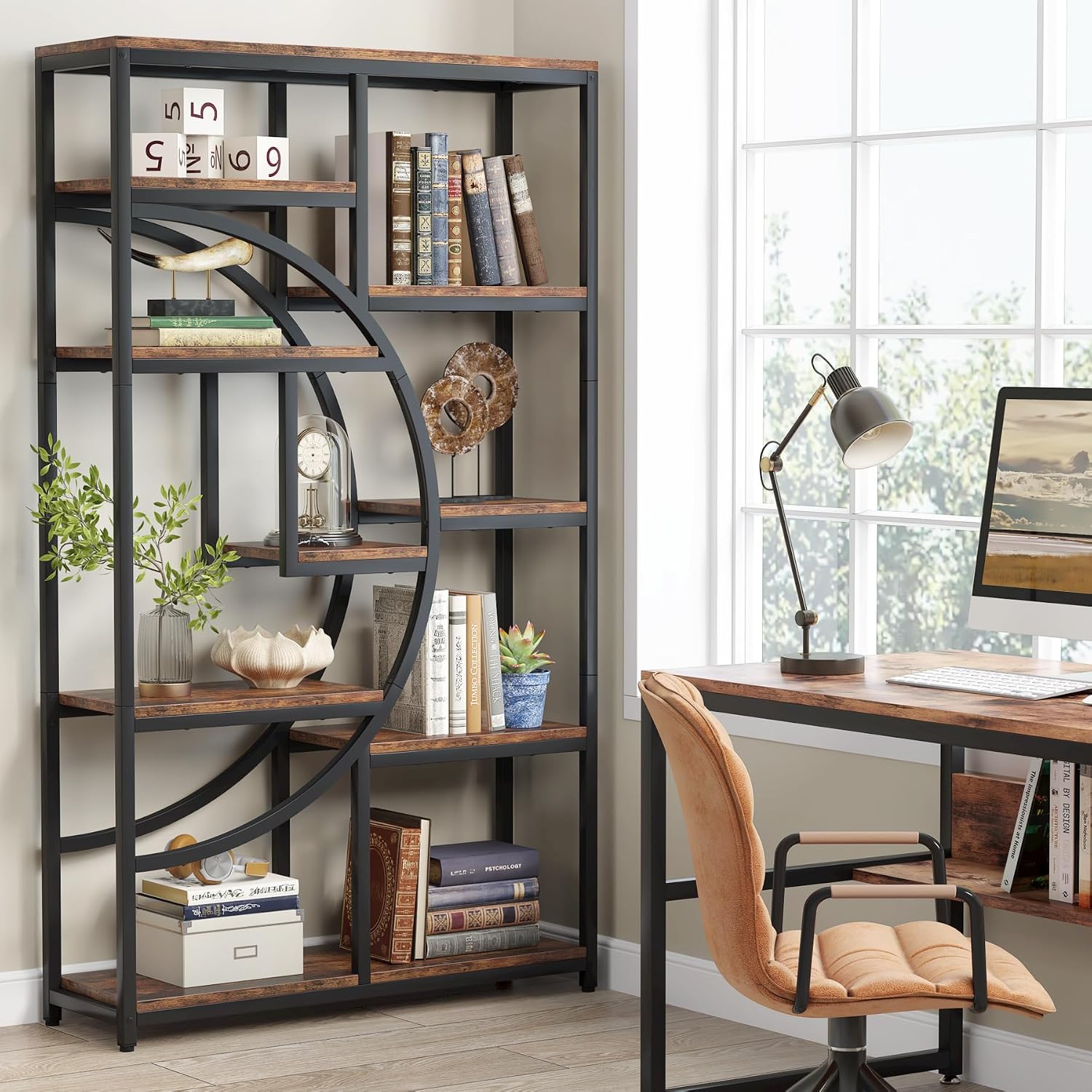 Industrial 5-Tier Open Display Bookshelf