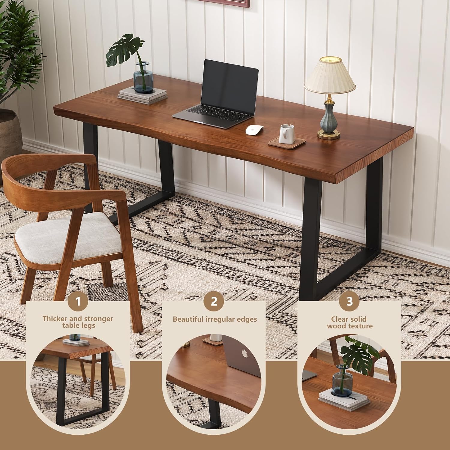 Rustic Live Edge Solid Wood Desk