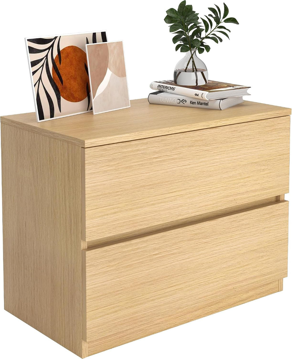 Oak 2-Drawer Multi-scene Storage Dresser Nightstand