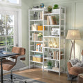 White Bamboo Double Wide 6-Tier Bookshelf