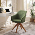 Green Wood Leg Swivel Vanity Accent Chair