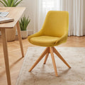 Yellow Fabric Mid Century Swivel Desk Chair