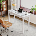 White Rubber Wood Desk with Drawers
