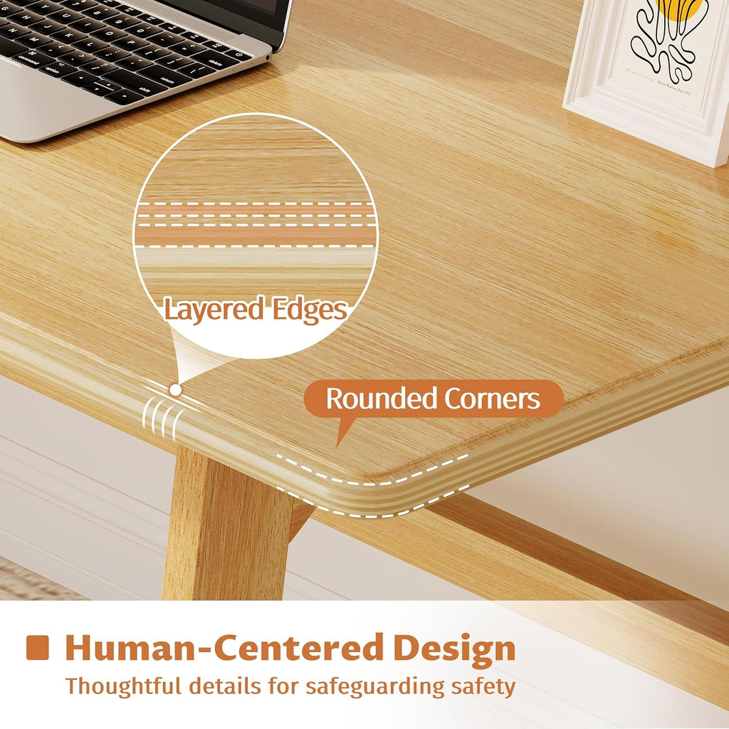 Solid Oak Minimalist Modern Computer Writing Desk