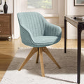 Light Blue Fabric Oak Leg Swivel Office Chair