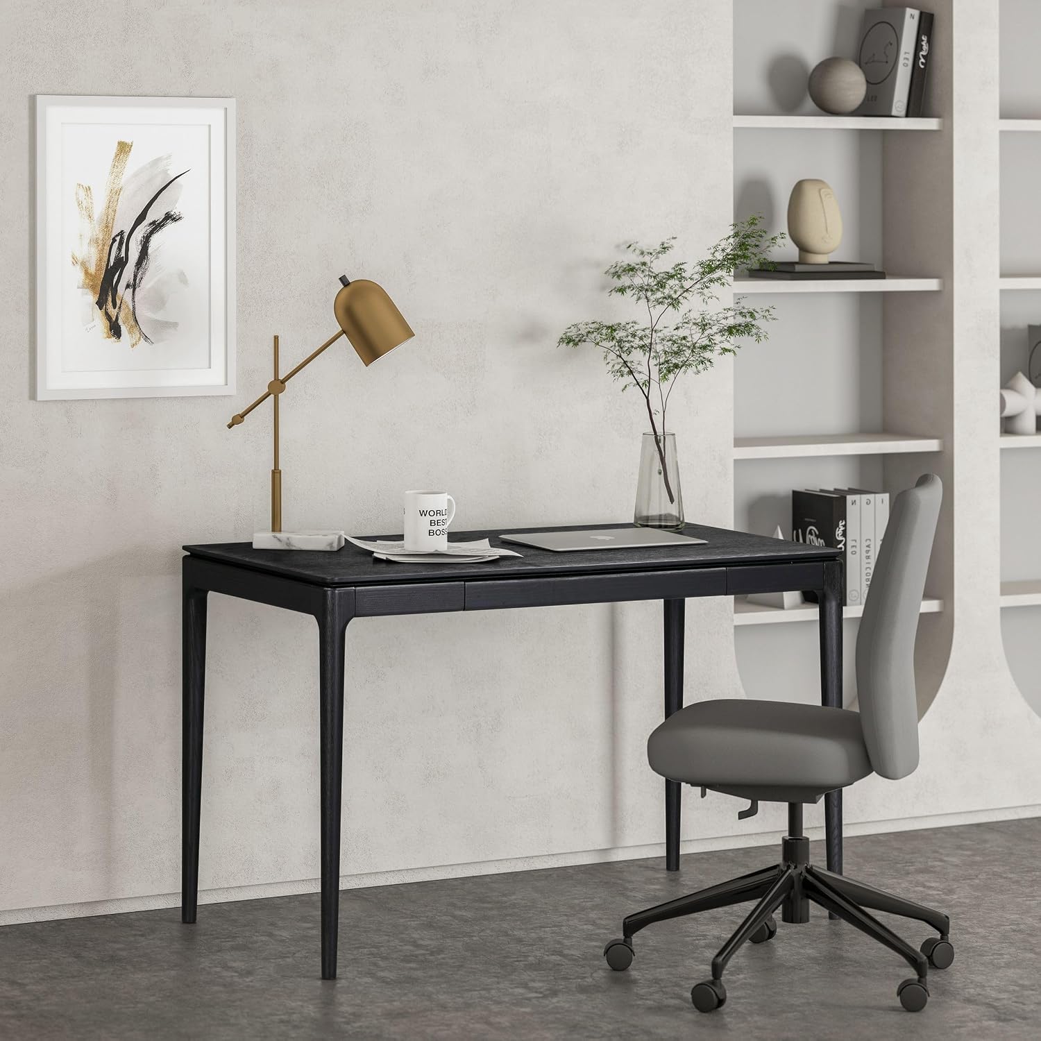 Burnt Black Wooden Desk with Drawer